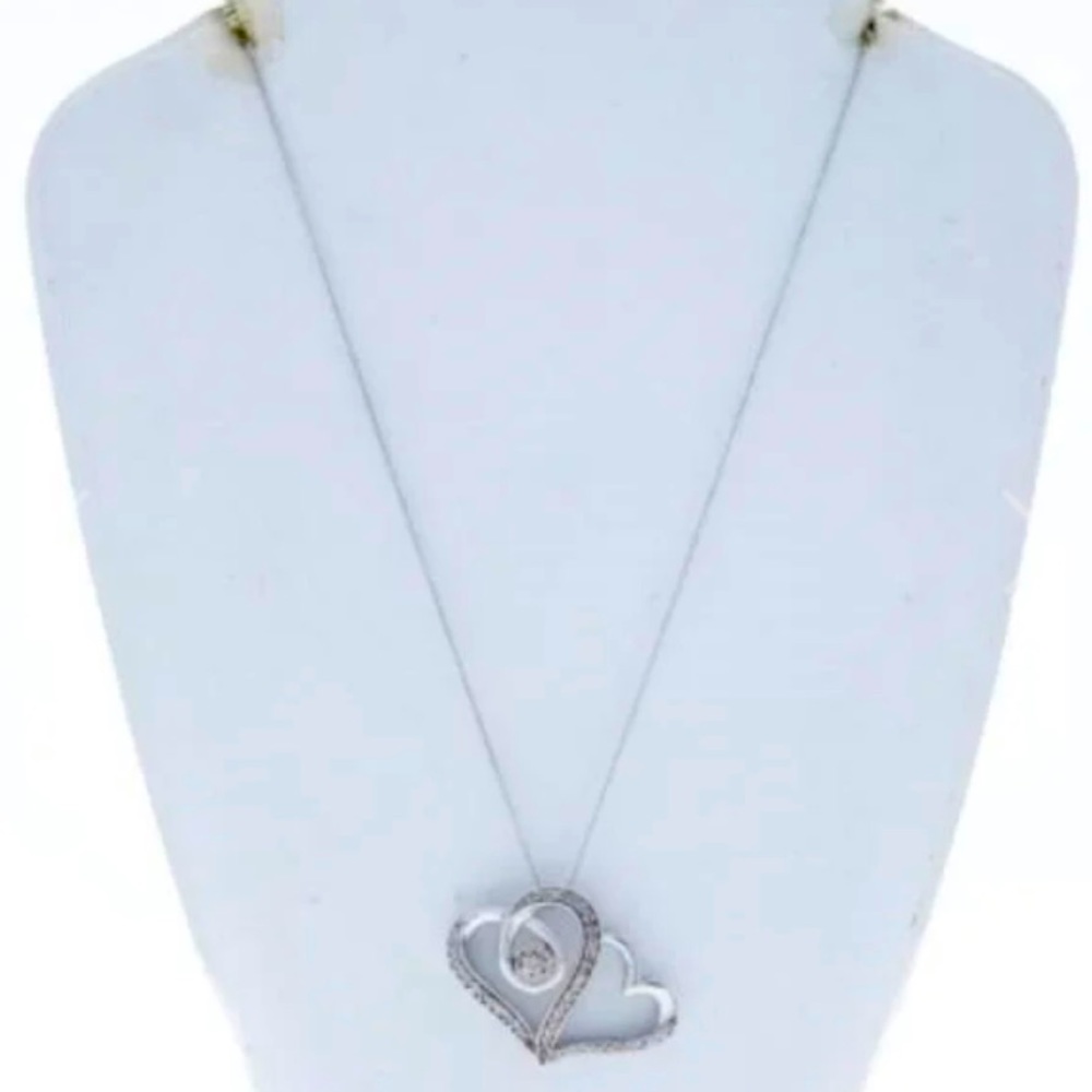 50ct Diamond Solitaire sterling silver double heart pendant.